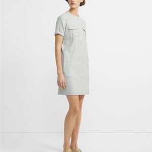 Theory stretch linen shift dress, size 0, nwot, light grey